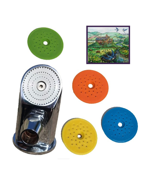 Disposable shower heads designed to drain dry when not in use copper backed and sleeved to aid in the suppression and control of Legionella bacteria