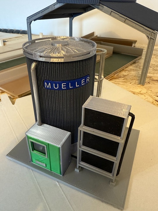 a1.  MILK STORAGE SILO BLUE with cooling radiators - supplied with or without your requested name plate 1/32 scale