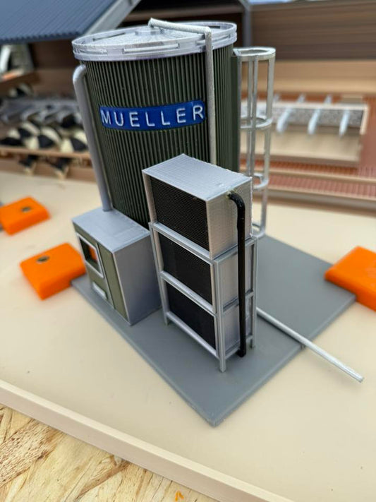 a1.  MILK STORAGE SILO BLUE with cooling radiators - supplied with or without your requested name plate 1/32 scale