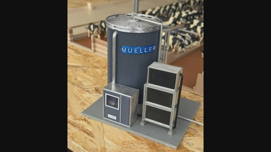 a1.  MILK STORAGE SILO BLUE with cooling radiators - supplied with or without your requested name plate 1/32 scale