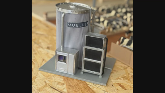 a1.  MILK STORAGE SILO SILVER with cooling radiators - supplied with or without your requested name plate 1/32 scale SILVER