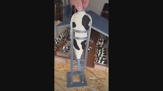 a.Farm yard toy bulk feed silo BLACK & WHITE   - supplied with your requested name plate 1/32 scale