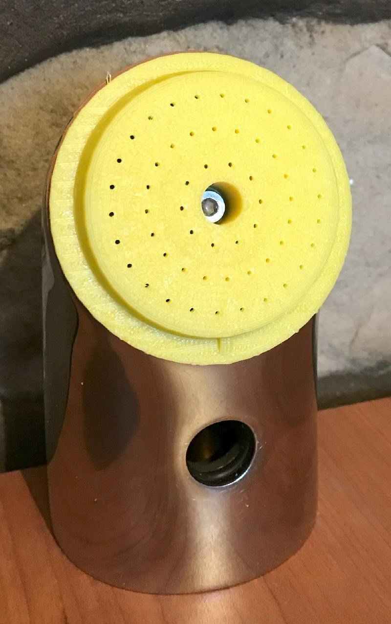 Yellow Summer June to Aug  Rada Exposed Shower Head 1 unit designed to drain dry when not in use copper backed and sleeved to aid in the suppression and control  of Legionella bacteria